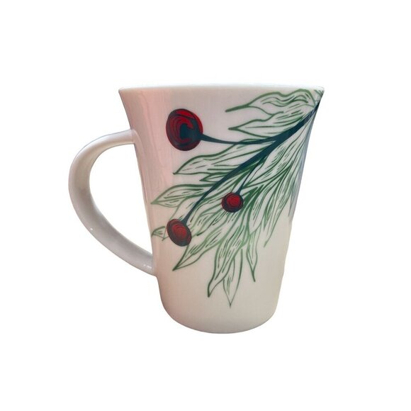 Starbucks Ceramic Mug Holiday 2020 Green leaves & Red Berries Design 10 oz. - Picture 3 of 7